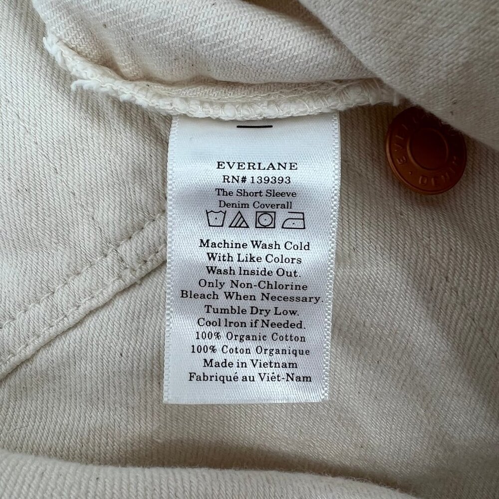 Everlane Cream Denim Short Sleeve Jumpsuit | Size 00 - Picture 7 of 8